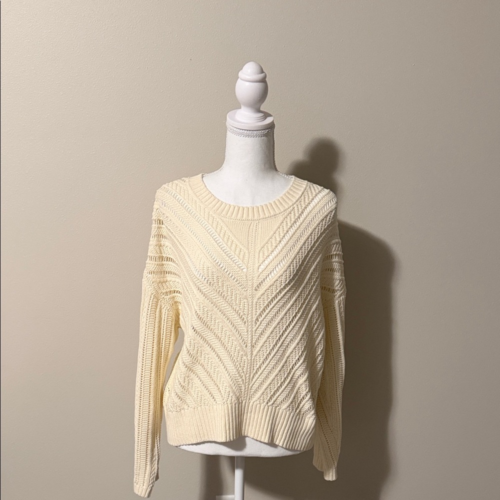 Old Navy Cream Open-Work Crewneck Sweater